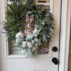 Two Spring Lavender Bunny Wreaths
with Greenery - Brand: